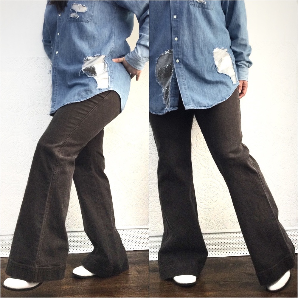 J Jill brown flare leg jeans pants 12 boho